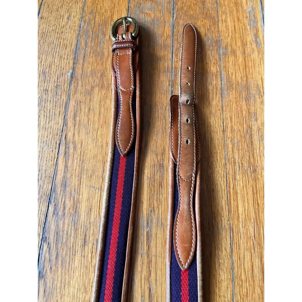 Vintage DOONEY & BOURKE Navy/Red Belt w/Tan Leather Trim Womens sz 40